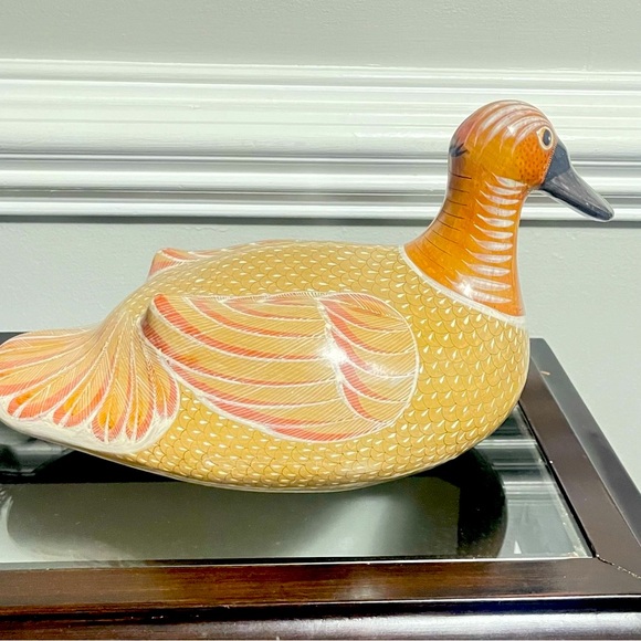 Large Vintage Tonala Mexican Duck Made in Mexico Hand Crafted & Painted Pottery - Picture 3 of 10